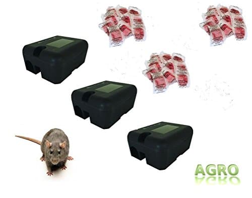 Rat & Mouse Poison bait Kit - 3 professional boxes, 50 sachets of poison