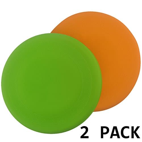 Comsun 2 Pack 7 Inch Dog Flying Discs - Pets Frisbee Fly Toy Flyer Training Fetch Non-Toxic Natual Rubber Orange and Green