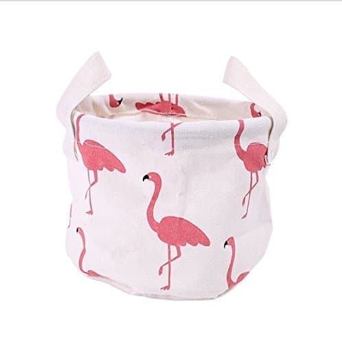 Fangou Storage Box Mini Linen Makeup Organizer Waterproof Bathroom Tool Folding Storage Children'S Toys Storage GrößE: 20 * R13Cm Pink Flamingo Pattern