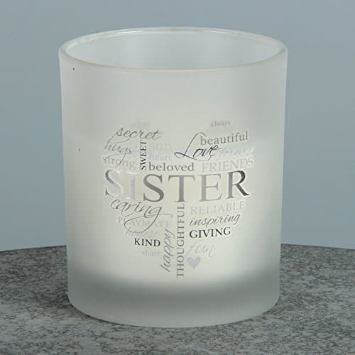 Heartfelt Moments Sister Gift Silver Script Sentiment Glass Candle Fresh Cotton Fragrance