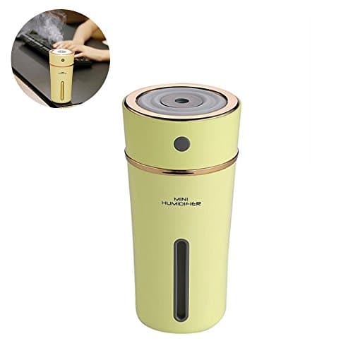 Cup Shape Humidifier,Found Me Built-in lithium battery,300ML High Capacity with LED Night Light Aromatherapy Humidifier for Car,Bedroom,Living room(Yellow(Battery Power))