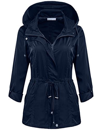 Caeasar Women Hooded Jacket Functional Adjustable drawstring -Lightweight Outdoor long sleeved Slim Winter Fall Raincoats