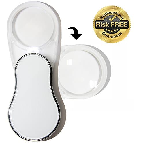 EasY Magnifier Superior Magnifying Glass 2.8x WHITE With Bright LED Light; Best Small Illuminated Magnifier Glasses; Protected Clear Lens; Lighted Loupe for Reading Newspaper Tiny Print on the Move, Ideal Present As Aid For Visually Impaired and Macular Degeneration
