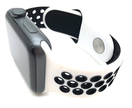 High Quality Replacement Silicone Sports Strap 38mm/42mm For Apple Smart Watch Series 1/2/3 Size M/L (42mm, White & Black)