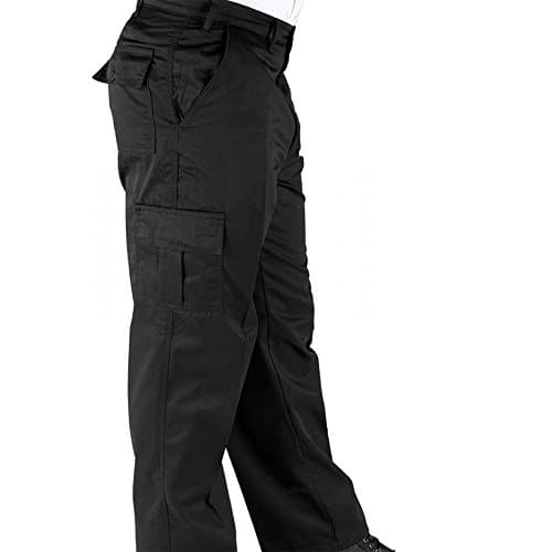 RK Deluxe Cargo Work Trousers Black/Navy/Charcoal (Various Sizes) Men's Combat Worker Trade with Button and Zip Fly Multi Pocket Workwear Pants (28" Waist/31 Leg, Black)