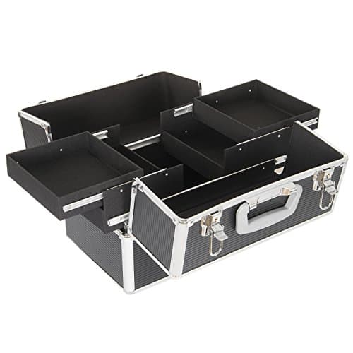 Vanity Box Makeup Case Hair Dryer Manicure Sets Storage Case Nail Varnishes Gift (Black)