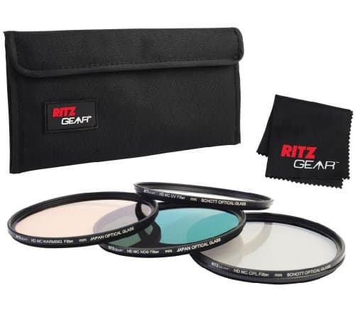 Ritz Gear™ 62mm Premium HD MC Super Slim Lens Filter Set (UV, CPL, ND9, Warming) With SCHOTT OPTICAL GLASS