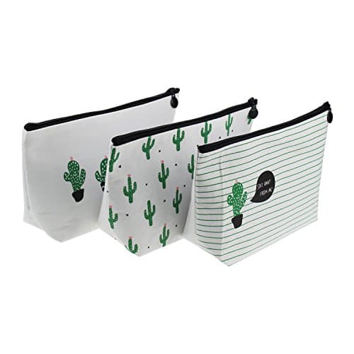 Pencil Case 3 Pieces Assorted Large Capacity Pen Holders Pastoral Floral Cactus Design Multi-Functional Stationery Pencil Pouch Travelling Cosmetic Bags