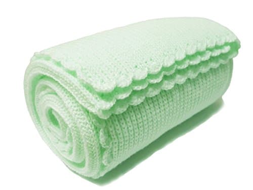 The Knit Wit Handmade Knitted Cellular Baby Blanket (Large, Mint)