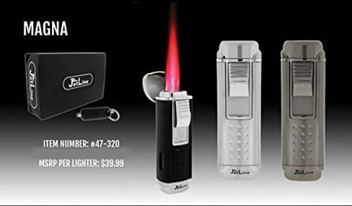 JetLine Magna Quad Torch Red Flame Lighter (Chrome Black) by JetLine Lighters