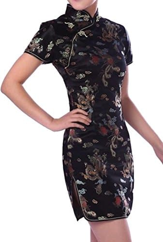 UK StockWomen's Black Mini Qipao