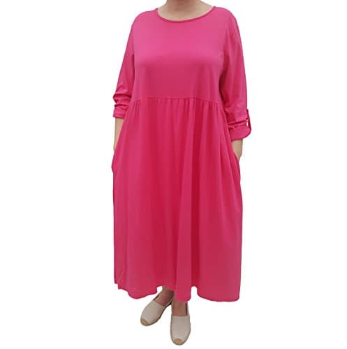 Women's Plus Size Dress Spring Summer Boho Hippie Baggy Swing Fuchsia 24