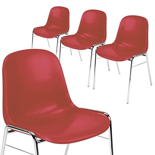 4 set visitors Chair Chairs Dining seat stacking height 77 cm beta chrome Red