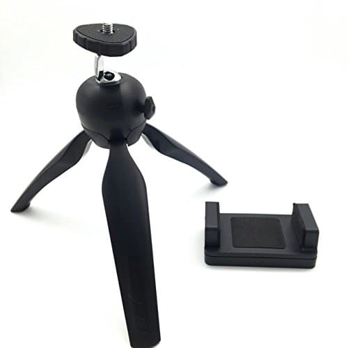 Topschoen Standard 1/4 Interface Smartphone Tripod Mount with Mobile Phone Clip, Tripod with Tripod Adapter, Mobile Phone Holder Desktop Stand for iPhone 7 / iPhone 6s / iPhone SE / iPhone 5s (black)