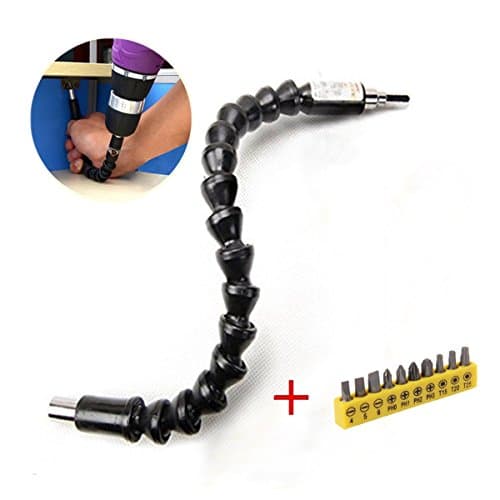 ENLI Flexible Extension Electric Screwdriver Drill Bit Holder with 4/1 Batch Head Sleeve Flexible Shaft Universal Connection Rod 11.8 Inch