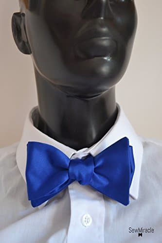 Self-tied bow tie - Royal blue bow tie - Gift for men - Men's accessories - Blue Pocket square - Flower Lapel Pin - Wedding - Graduation