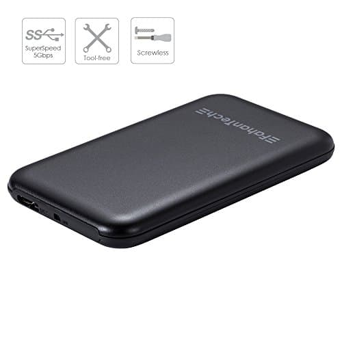 FahanTech Simple Storage Series USB3.0 Portable External Hard Drive Enclosure for 2.5" Laptop SATA Hard Drives and SSD. USB3.0 Connectivity with Anodized Aluminum Case Material / Super Compact Size (USB3.0, Black)