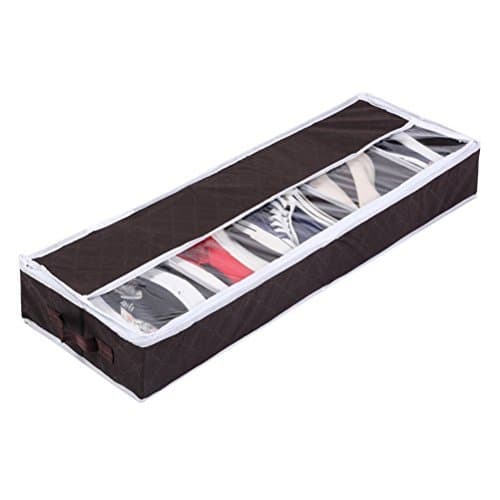 Moyad Shoes Organizer for Closet Under the Bed /Sofa, Bamboo Charcoal Fiber Shoes Storage Bag, Foldable with Anti-dust Zipper Cover, 5 Compartments