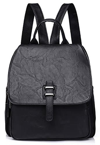 NUCLERL Women Mini Backpack Black Soft PU Backpack For School Girls Fashion Hot Small Backpack With Lock Zip With Magnet(Black)