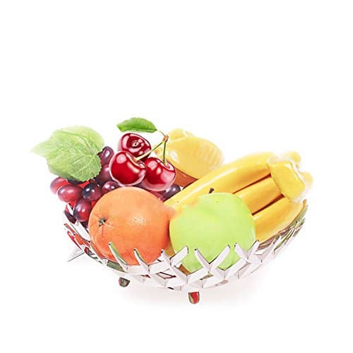 WENZHE Fruit plate Rack Dish Bowl Mirror Reflection Stainless Steel Fashion, Large / Small Size fruit holder ( Size : 24.5*7.5cm )