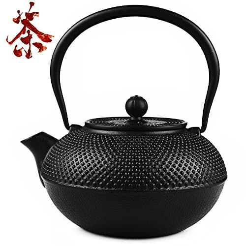 Cast Iron Teapot for sale Large Durable Cast Iron tea kettle–43oz(1250ml).– Black