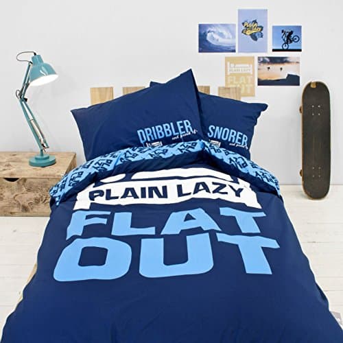 Plain Lazy Flat Out Single Duvet Quilt Cover Bedding Set