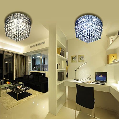 LED Bedroom Light 19.5" Round Transparent Crystal Ceiling Light Fixture Modern Mini Small K9 Ball Double Color Warm(3000K) White(6000K) Dimonds Art Design