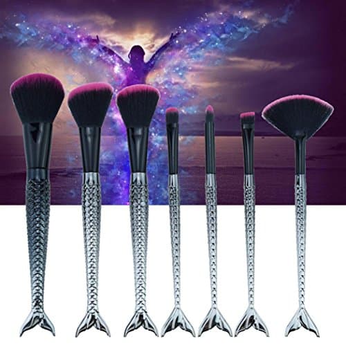 Mermaid Makeup Brush Set,6PC Eye Shadow Brush Cosmetics Blending Brush Tool (7pc)