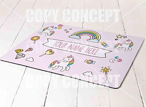 Childrens Personalised Placemat and Coaster Set, Just Add Your Name! (Unicorns)