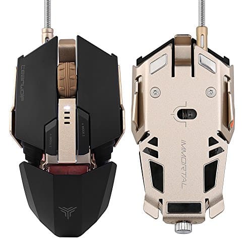 RGB Optical Wired Gaming Mouse - 4000 DPI, Programmable 7 Buttons, USB Metal Wired Mice, 4 Adjustable DPI Levels, LED Backlit Conputer Mouse for Laptop PC Desktop Notebook Black