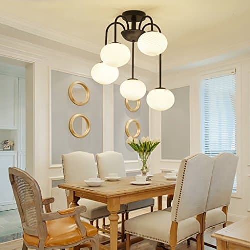 Living Room Ceiling Light Modern Simple Bedroom Light 5 Head LED Ceiling Lamp Retro Restaurant Light Study Room Children's Room Lighting Decorative Lamps ( Color : Black )