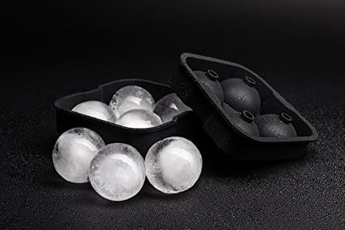 Ice Ball Maker Mold - Black Flexible Silicone Ice Tray - Molds 4 X 4.5cm Round Ice Ball Spheres