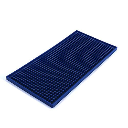 Rubber Bar Service Mat, Silicone Dish Drying Mat, Anti-Bacterial, Dish Washer Safe, Heat Resistant Trivet Blue 5.9" x 11.7"