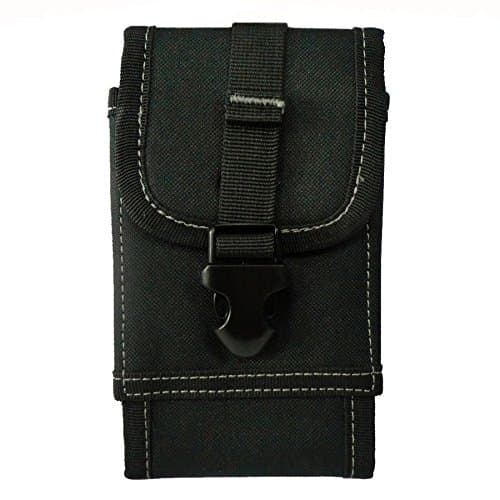 Wynoz Black with Grey Line EDC Tactical Molle Compatible Waist Bag for Smartphone Carrier Belt Pouch Holster Cover Case Oversize iPhone 6s Plus Samsung Note 5