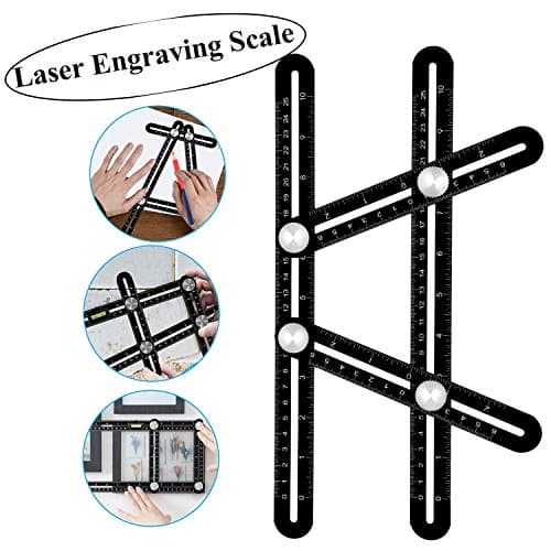 Angleizer Template Tool, Auban Upgraded Premium Aluminum Alloy Ruler General Angleizer Template Ruler Multi Angle Measuring Ruler for Builder Carpenter Craftsman Architect Handyman 2 Year Warranty