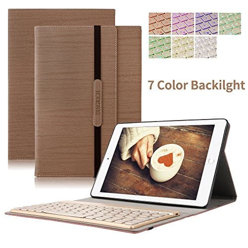 New iPad pro 10.5 Keyboard case, Dingrich Auto Sleep Wake up Smart Cover for iPad pro 10.5 PU Leather Protective Case with Backlight Keyboard iPad pro 10.5 inch 2017 (Brown)