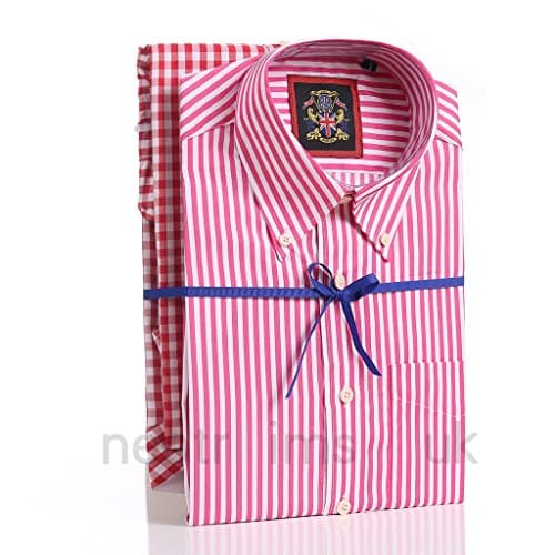 Two & Three Pack Shirts at Multi Buy Price,Twin Pack of Striped & Check Design Single Cuff Button Down Collar & Pocket. 3 Pack Double Cuff Formal Style Jacquard Fabric with 3 Pairs Cufflinks Gift Box