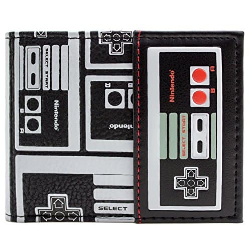 Nintendo NES Controller Patterned Gaming Black Bi-Fold Wallet
