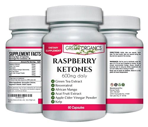 Raspberry Ketones with Green Tea Extract by Green Organics - Aids in Weight Loss