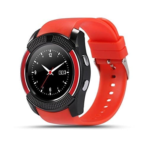 INDI V8 Smart Watch Bluetooth Smartwatch with Camera SIM Slot TF Card Smart Watches for Android for Men Phones Samsung LG Sony HTC Google Pixel Phone (Red)