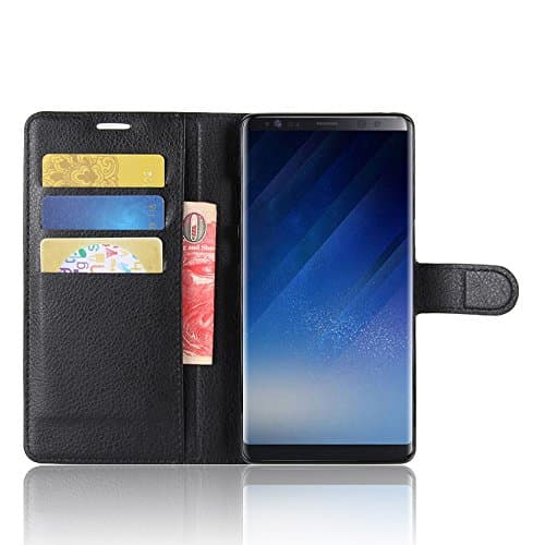 Rockwey® Samsung Galaxy Note8 mobile phone sets,TPU+PU leather cover flip cover card wallet Anti-scratch,anti-skid(Black)