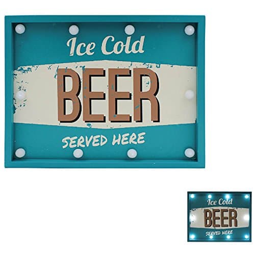 from Then to Now Ice Cold Beer Served Here LED Wooden Light Up Plaque