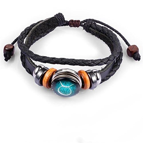 KOMO 12 constellations lear men bracelet hand ring hand twine retro minimalist lovers hand jewelry, Taurus