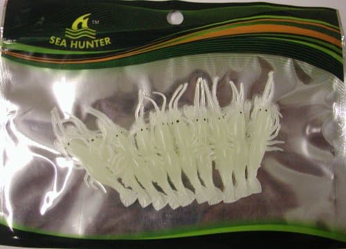 Glow Prawn Soft Baits Highly Realistic. 1 Pack of 10 Shrimps