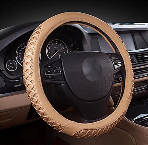 RUIRUI Ice Silk Grid Car Steering Wheel Cover , beige