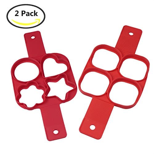 GABBREIN Egg Ring Nonstick Silicone Round Egg Rings Muffin Pancake Mold Heart (4 shape)