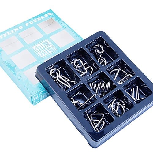 Puzzle IQ 9PCS/Set Metal Wire Mind Brain Teaser Puzzles Game for Adults Children Kids | Dingze (B)