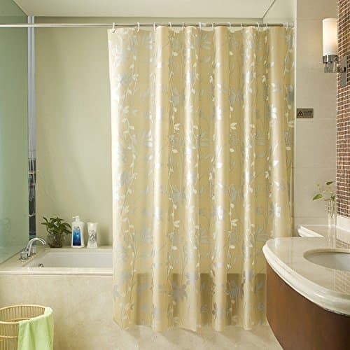 ShowPower No.1022 Sun Flower Pattern Waterproof And Mildew Proof PEVA Fabric Extra High 72X86 inches Shower Curtain, with 12 Hooks