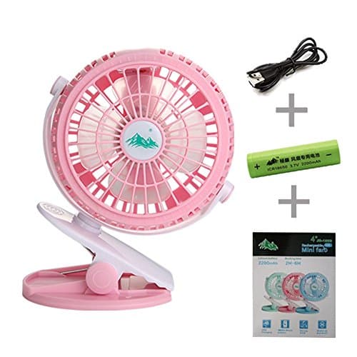 Handheld USB Desktop Kids Buggy Clip on Fan Pram Stroller 360 Degree No Dead Angle Rotation Mini Battery Hand Held For Buggy, Pram, Pushchair, Baby Crib,2-6 Hours Supper Long Battery Supply,Heavy-Duty ABS Engineering Plastics (Battery included ) (Pink)