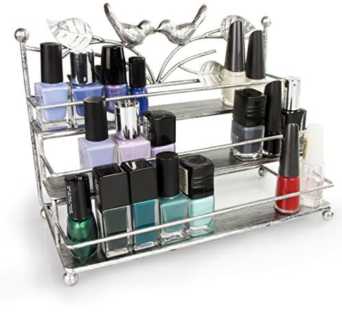 Cosmetic Organizer 3 Trays - Silver 26 x 21 x 13 cm - Cosmetic Shelf Nail Polish Storage and Presentation - Grinscard